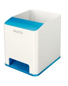 Suport instrumente de scris Leitz WOW, PS, cu amplificare sunet, culori duale, alb-albastru