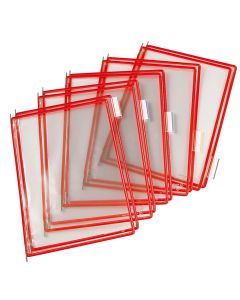 Buzunare prezentare pentru display, A4, (10 buc/set), rama metalica, DJOIS - rosu
