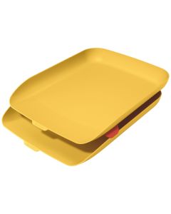 Tavita documente LEITZ Cosy, PS, A4, 2 buc/set, galben chihlimbar