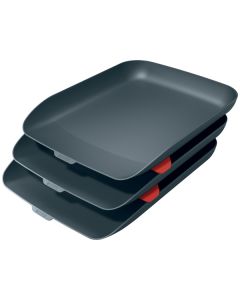 Tavita documente LEITZ Cosy, PS, A4, 3 buc/set, gri antracit