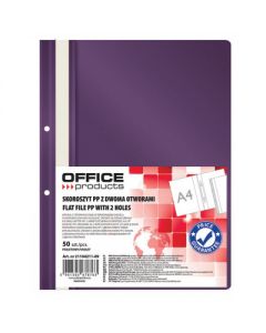 Dosar plastic PP cu sina, cu gauri, grosime 100/170microni, 50 buc/set, Office Products - violet