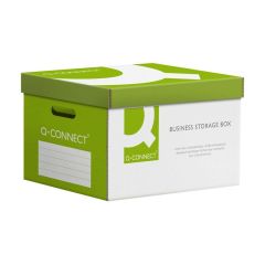 Alonje arhivare Q-connect, Container arhivare cu capac detasabil, 515x305x350mm, carton 468gsm, Q-Connect - alb/verde - autograf.ro