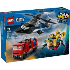 Lego City, LEGO CITY ELICOPTER, CAMION DE POMPIERI SI SUBMARIN REMIXATE 60462 - autograf.ro