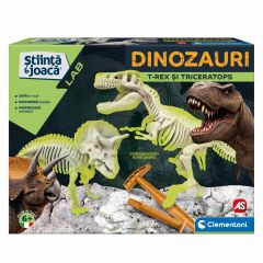 Jucarii WINFUN Atomo Games AS, DESCOPERA DINOZAURUL T-REX & TRICERAPTOR FLUO STIINTA SI JOACA - autograf.ro
