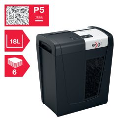 Campanie Rexel, Distrugator documente manual REXEL SECURE MC6, P5, micro-cut (particule), 6 coli, 18l, negru-arginti - autograf.ro