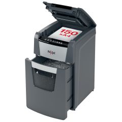 Distrugatoare documente Rexel, Distrugator documente automat REXEL OPTIMUM 150X, P4, cross-cut (confeti), 150 coli, cos 44l, negru- - autograf.ro