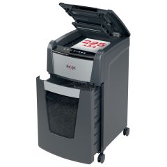 Distrugatoare documente Rexel, Distrugator documente automat REXEL OPTIMUM 225X, P4, cross-cut (confeti), 225 coli, cos 60l, negru- - autograf.ro