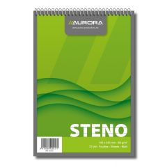 Blocnotes Aurora, Blocnotes cu spirala, A5,  72 file - 60g/mp, liniat stanga, AURORA Office - dictando - autograf.ro