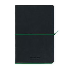 Caiet matematica Aurora, Caiet A5, 192 file-hartie cream FSC80 g/mp, coperta soft-touch negru-verde,AURORA Tesoro - dictando - autograf.ro