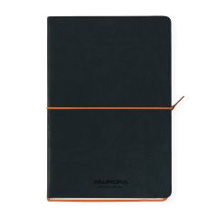Caiet matematica Aurora, Caiet A5, 192 file-hartie cream FSC80 g/mp, coperta soft-touch negru-portocaliu,AURORA Tesoro-dictan - autograf.ro