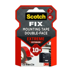 3m-scotch, Bandã de montare pentru exterior, 19mm x 1.5m, sustine 1 kg/15cm, 3M - SCOTCH Fix - autograf.ro