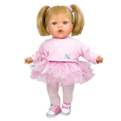 Papusi si bebelusi de jucarie, Papusa Nines D'Onil, Tita Star, cu sunete, cu parul blond, cu rochie roz, cu miros de vanilie, 45 cm - autograf.ro
