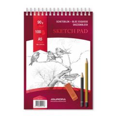 Caiet de desen, Bloc desen cu spirala, A5, 100 file - 90g/mp, pentru schite creion, AURORA Esquisse - hartie alba - autograf.ro