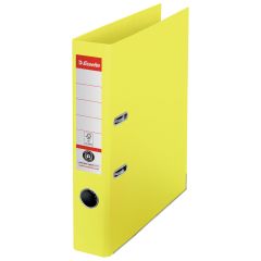 Bibliorafturi Donau Esselte, Biblioraft Esselte No.1 Power Recycled, carton, 100% reciclat, reciclabil, certificare FSC, A4, 50 mm, galben - autograf.ro