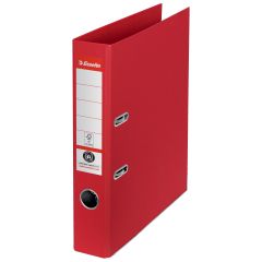 Bibliorafturi Donau Esselte, Biblioraft Esselte No.1 Power Recycled, carton, 100% reciclat, reciclabil, certificare FSC, A4, 50 mm, rosu - autograf.ro