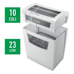 Tehnica de birou, Distrugator documente manual LEITZ IQ Home Office, P4, cross-cut (confeti), 10 coli, cos 23l, alb - autograf.ro