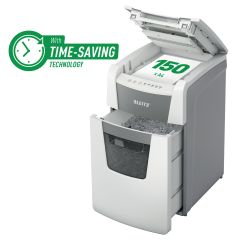 Tehnica de birou Leitz, Distrugator documente automat LEITZ IQ Office, P4, cross-cut (confeti), 150 coli, cos 44l, alb-gri - autograf.ro