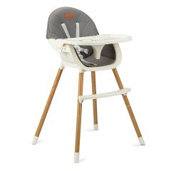 Momi, Scaun de masa copii Momi Reki, Piele ecologica, Dark Grey - autograf.ro