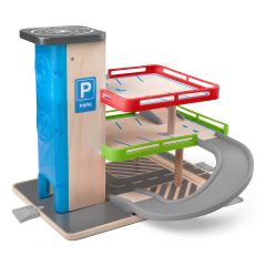 Masinute, tractoare si camioane de jucarie, Jucarie din lemn - Garaj cu lift si accesorii - autograf.ro