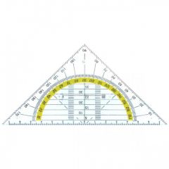 Alco, Echer 16 cm, cu raportor 180 grade, plastic transparent, ALCO - autograf.ro