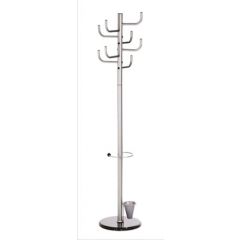 Cuiere, Cuier metalic argintiu ALCO, 172/40cm; cu 8 agatatori metalice, suport umbrele - autograf.ro