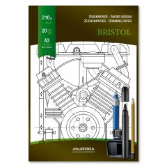 Caiete Leitz Aurora, Bloc desen A3, 20 file - 210g/mp, pentru schite creion/marker, AURORA Bristol - carton alb - autograf.ro