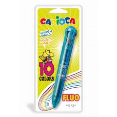 Raspundel Istetel, Pix cu 10 culori fluorescente, corp transparent color, blister, CARIOCA - autograf.ro