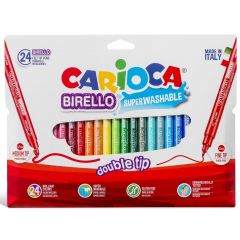Carioci Carioca, Carioca super lavabila, cu 2 capete, varf subtire/gros, 24 culori/cutie, CARIOCA Birello - autograf.ro