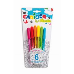 Pixuri Leitz Carioca, Pix cu cerneala fluorescenta,  6 buc/blister, CARIOCA Fiorella - autograf.ro