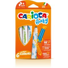 Carioci lavabile, Carioca super lavabila, varf rotunjit special,  6 culori/cutie, CARIOCA Baby 2+ - autograf.ro
