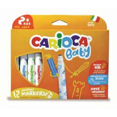 Carioci lavabile, Carioca super lavabila, varf rotunjit special, 12 culori/cutie, CARIOCA Baby 2+ - autograf.ro