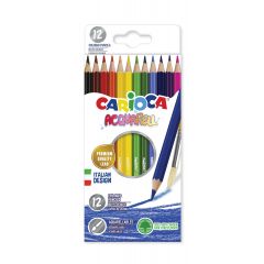 Raspundel Istetel, Creioane colorate CARIOCA Acquarell, hexagonale, 12 culori/cutie - cutie carton - autograf.ro