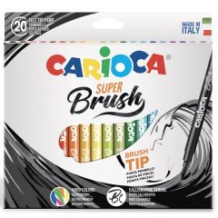 Carioci Carioca, Carioca, varf flexibil - 1-6mm (tip pensula), 20 culori/cutie, CARIOCA Super Brush - autograf.ro