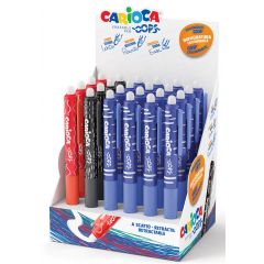 Pixuri Leitz Carioca, Display CARIOCA Oops, cu pixuri erasables, retractabile, 0.7mm,  24 buc/display - culori asortate - autograf.ro