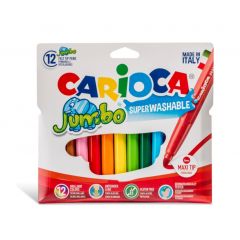 Carioci lavabile, Carioca super lavabila, varf gros - 6mm, 12 culori/cutie, CARIOCA Jumbo - autograf.ro