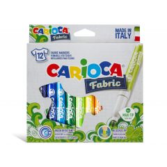 Carioci textile, Carioca pentru textile, varf gros - 6mm, 12 culori/cutie, CARIOCA Fabric - autograf.ro