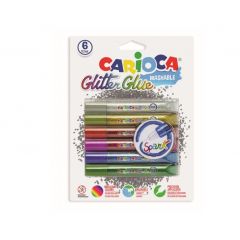 Lipici cu sclipici, Lipici Glitter, lavabil, 6 culori/blister, CARIOCA Glitter Glue Spark - autograf.ro