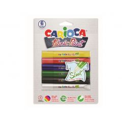 Pahare, palete pictura, Vopsea pentru textile, rezistanta la spalare, 6 culori/blister, CARIOCA Fabric Paint - Sleek - autograf.ro
