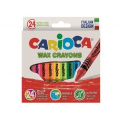 Creioane cerate, Creioane cerate, rotunde, lavabile, D- 8mm, 24 culori/cutie, CARIOCA Wax Crayons - autograf.ro