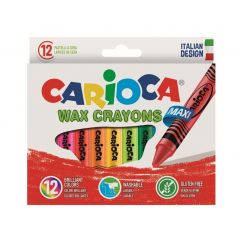 Raspundel Istetel, Creioane cerate, rotunde, lavabile, D-12mm, 12 culori/cutie, CARIOCA Wax Crayon Maxi - autograf.ro