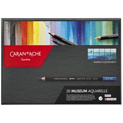 Creioane colorate Gimboo Caran dAche, Set 20 Creioane Colorate Carandache Museum Aquarelle Pencil Marine - autograf.ro