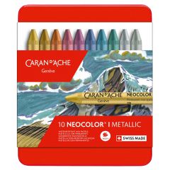 Creioane colorate Caran dAche, Set 10 Creioane Pastel Metalizat Carandache Neocolor I - autograf.ro