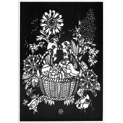 Creioane colorate, Plansa de Catifea pentru Colorat Acvila Contrast Velvet Botanica 7 - autograf.ro