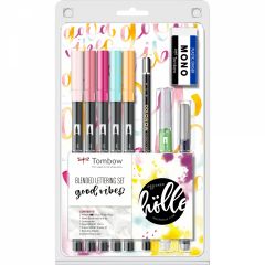 Caligrafie Tombow, Set Caligrafie & Watercoloring Tombow Good Vibes Lettering - autograf.ro