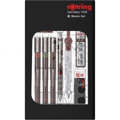 Truse geometrie, Set 3 Tragator cu Tus Rotring Isograph Master 0.1 / 0.3 / 0.5 - autograf.ro