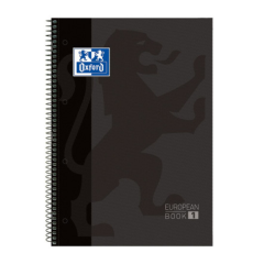 Oxford, Caiet cu spirala, OXFORD Europeanbook 1, A4+, 80 file-90g/mp, hardcover negru, Scribzee-mate - autograf.ro