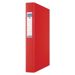 Caiete mecanice Donau, Caiet mecanic A4, plastifiat PP, 4 inele - D25mm, cu eticheta, DONAU - rosu - autograf.ro