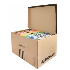 Raspundel Istetel, Container de arhivare cu capac deschidere superioara, carton 450gsm, DONAU - negru/kraft - autograf.ro