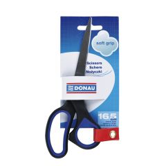 Cuttere si foarfeci Standardgraph Donau, Foarfeca otel, ergonomica, 16.5cm, cu rubber grip, DONAU Soft Grip - maner albastru - autograf.ro