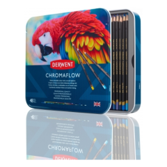 Creioane colorate Derwent, Creioane colorate Derwent Professional Chromaflow, cutie metalica, 48 buc/set - autograf.ro